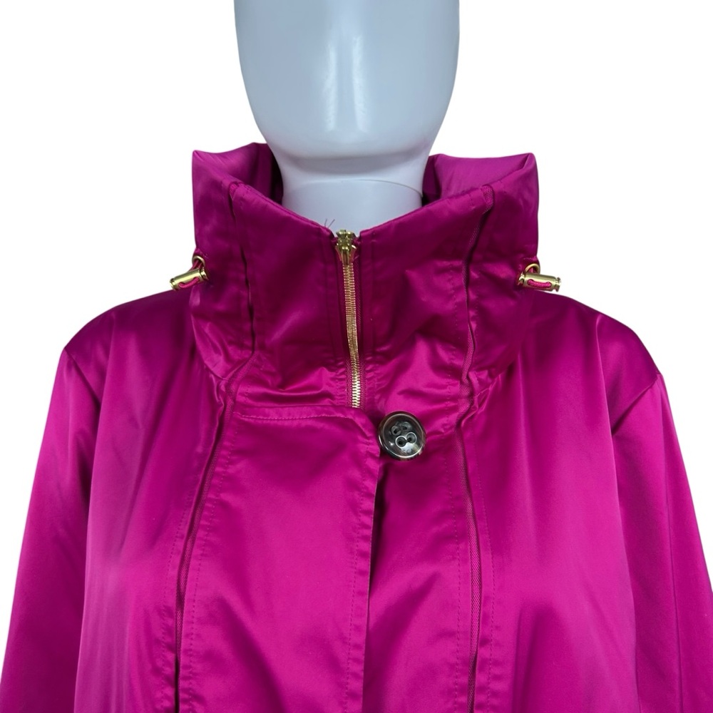Escada Windbreaker Jacket Size 10 Convertible Collar Lightweight Rain Coat Pink - Picture 6 of 16